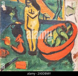 Erich Heckel, Still Life with Wooden figure, 1910, paint on burlap, Amsterdam, Netherlands Stock Photo