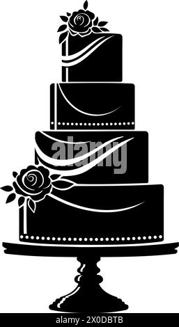 Wedding cake icon symbol silhouette. Vector illustration Stock Vector