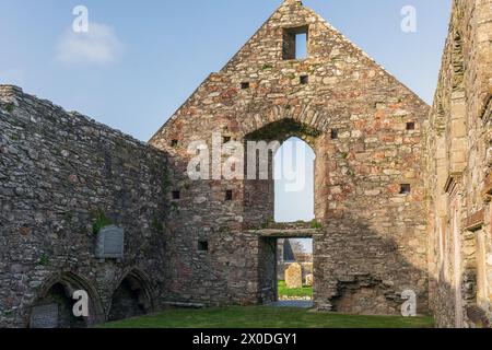 Interior of Whithorn Priory, Whithorn, Dumfries and Galloway, Scotland. The priory was founded about the middle of the 12th century by Fergus, the Lor Stock Photo