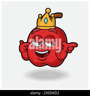 Smug expression with Apple Fruit Crown Mascot Character Cartoon. Vector Illustrations Stock Vector