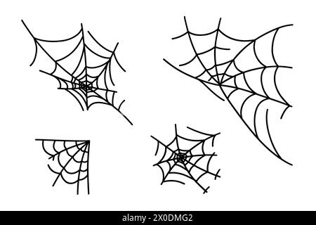 Set of web simple hand drawn vector outline illustration doodle fantasy. Halloween scary decor elements, clipart, perfect for Halloween party, creepy Stock Photo