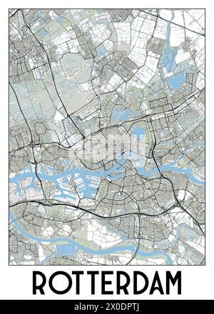 Rotterdam city plan, detailed vector map detailed plan of the city ...