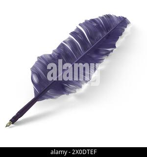 Creative concept isometric purple feather isolated against plain background , suitable for your asset elements. Stock Photo
