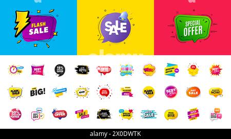 Best discount offer banners. Price deal sale stickers. Black friday special offer tags. Flash sale bubble coupon. Vector Stock Vector