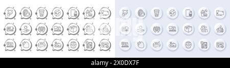 Feedback, Friends chat and Travel delay line icons. For web app, printing. Line icons. Vector Stock Vector