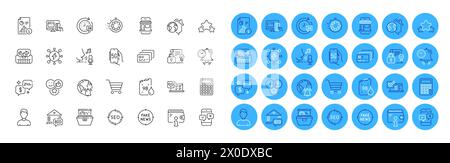 Internet notification, Dishwasher and Marketplace line icons pack. For web app. Color icon buttons. Vector Stock Vector
