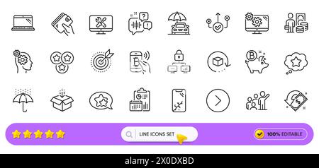 Wallet, Return package and Voicemail line icons for web app. Pictogram icon. Line icons. Vector Stock Vector