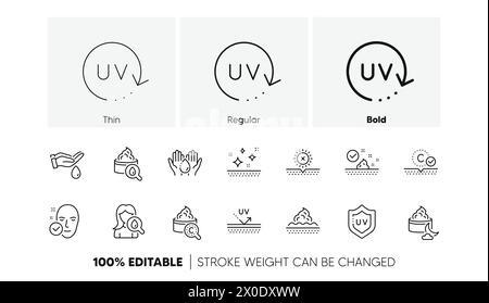 Skin care line icons. Collagen, Cream, Serum oil and Skincare. Linear set. Line icons. Vector Stock Vector