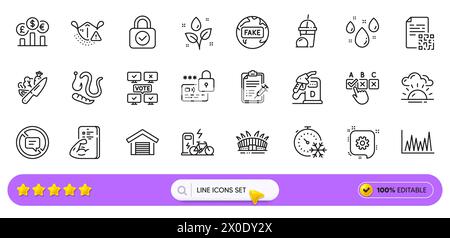 Rainy weather, Stop talking and Worms line icons for web app. Pictogram icon. Line icons. Vector Stock Vector