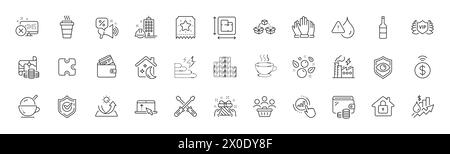 Debit card, Wallet and Waterproof line icons. For web app, printing. Line icons. Vector Stock Vector