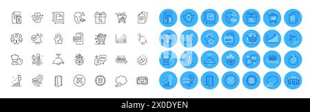 Qr code, Graph chart and Calculator target line icons pack. For web app. Color icon buttons. Vector Stock Vector