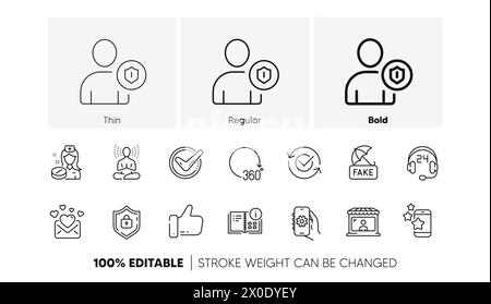 Like, Love mail and Market seller line icons. For web app, printing. Line icons. Vector Stock Vector