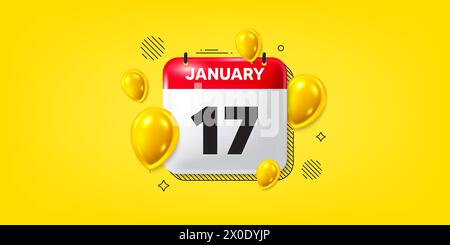 17th day of the month icon. Event schedule date. Calendar date of January 3d icon. Vector Stock Vector