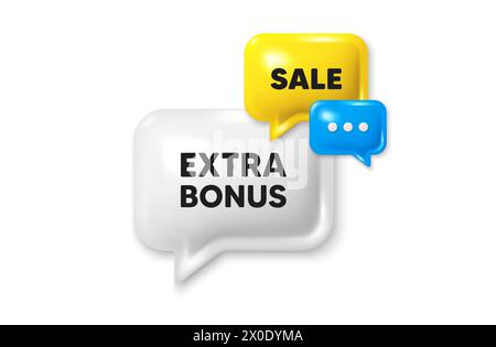 Extra bonus offer symbol. Special gift promo sign. Discount speech bubble offer 3d icon. Vector Stock Vector