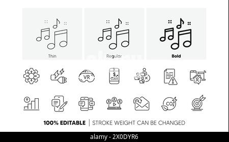 Smartphone sms, Remove team and Target goal line icons. For web app, printing. Line icons. Vector Stock Vector