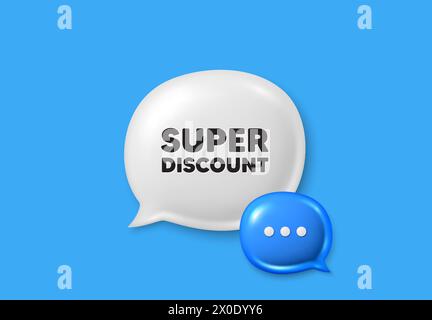 Super discount symbol. Sale sign. Text box speech bubble 3d icons. Vector Stock Vector