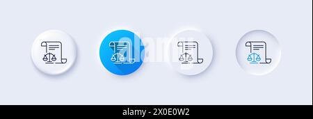 Legal documents line icon. Justice scales sign. Line icons. Vector Stock Vector