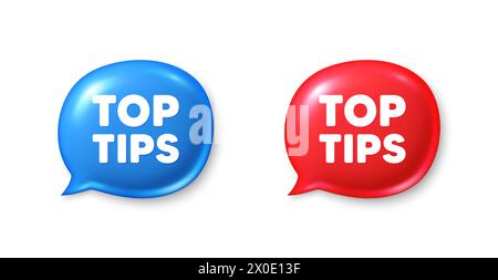 Top tips symbol. Education faq sign. Chat speech bubble 3d icons. Vector Stock Vector