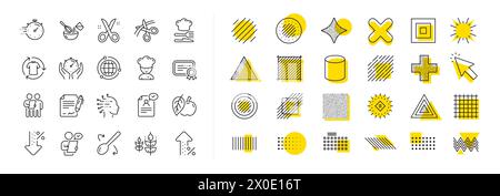 Chef hat, Customer survey, Fast delivery line icons. Approved application, Scissors cutting ribbon Vector Stock Vector