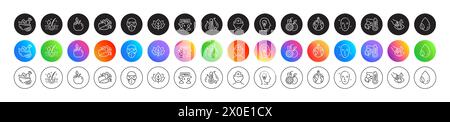 Serum oil, Health skin and Leaf dew line icons. For web app, printing. Round icon buttons. Vector Stock Vector