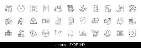 Risk management, Bacteria and Augmented reality line icons. For web app, printing. Line icons. Vector Stock Vector