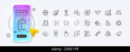 Chemistry pipette, Documents and Fingerprint line icons for web app. Pictogram icon Vector Stock Vector