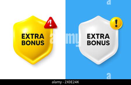 Extra bonus offer symbol. Special gift promo sign. Shield 3d banner with text box. Vector Stock Vector