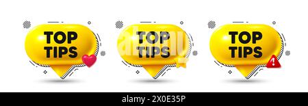 Top tips symbol. Education faq sign. Chat speech bubble 3d icons. Vector Stock Vector