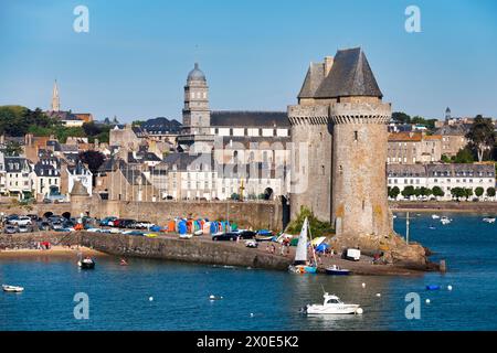 Saint-Malo, France - June 02 2020: The Solidor Tower was built in the 14th century. This dungeon with 3 towers is known for its striking coastal views Stock Photo