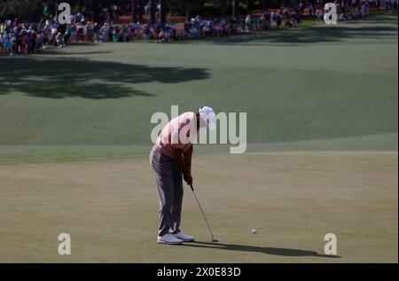 Augusta, United States. 11th Apr, 2024. Tiger Woods putts on the second hole during the first round of the Masters Tournament at Augusta National Golf Club in Augusta, Georgia on Thursday, April 11, 2024. Photo by Tannen Maury/UPI Credit: UPI/Alamy Live News Stock Photo