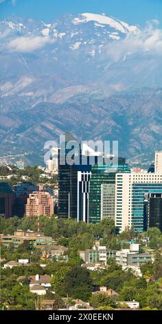 Chile's capital, financial center and it's largest city, founded in 1541, sits in a valley backed by the Andes - Santiago, Chile Stock Photo