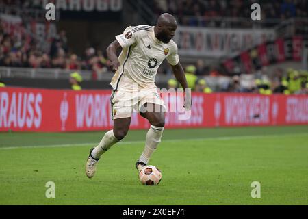 Stadio San Siro, Milan, Italy. 11th Apr, 2024. Europa League, Quarter- finals 1st leg; Milan versus Roma; Romelu Lukaku of AS Roma Credit: Action Plus Sports/Alamy Live News Stock Photo