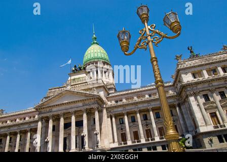 Palace of Congress (Palacio del Congreso) is the Seat of Parliament - the Monument to the Two Congresses stands in front Stock Photo