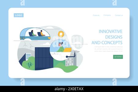 Urban Transportation Methods . Futuristic commute with eco-friendly vehicles. Integration of technology in daily travel. Renewable energy in city life. Stock Vector