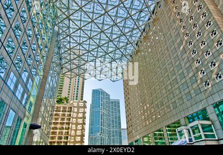 high-rise buildings in city center of Miami, Florida - USA Stock Photo