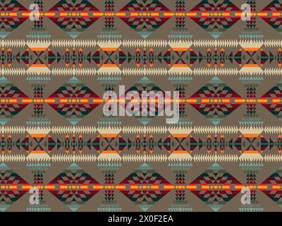 Multicolor Navajo seamless pattern. Traditional native american southwestern tribal geometric pattern. Stock Vector