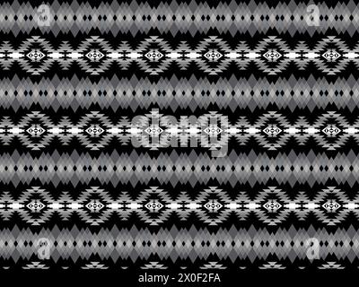 Black Navajo seamless pattern. Traditional native american southwestern tribal geometric pattern. Stock Vector