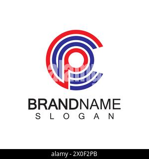 Initial lowercase letter logo cp,pc, p inside c, monogram rounded shape Stock Vector