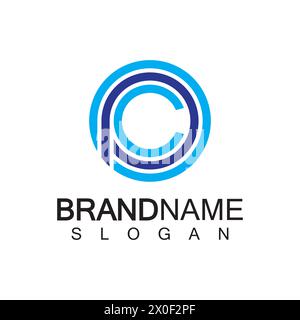 Initial lowercase letter logo cp,pc, p inside c, monogram rounded shape Stock Vector