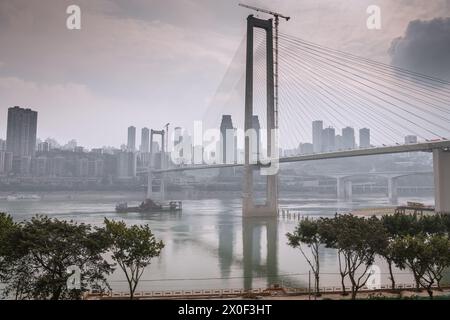 JANUARY 25, 2021, CHONGQING, CHINA: The bridge and business district of Chongqing, China Stock Photo