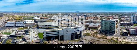 Tempe, Arizona, USA - 3.23.2024: Areal view of the Arizona State University Sun Devils Mountain America Stadium. Stock Photo