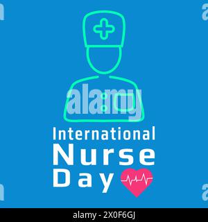 Nurse day vector illustration design with typography text International nurse day heart and heartbeat line and with nurse icon Stock Vector