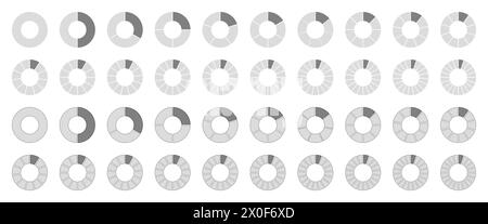Segmented circles set isolated on  white background. Vector illustration Stock Vector