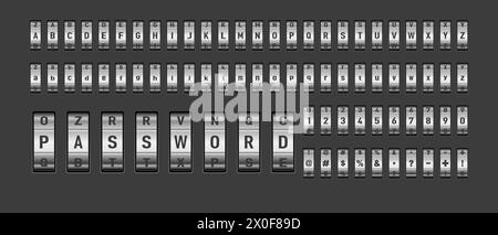 Combination code lock and alphabet letters. Vector illustration Stock Vector