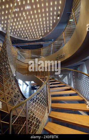 Spiral staircase at the Skyview observatory in downtown Dubai, UAE. Stock Photo