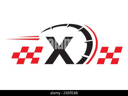 Letter X with Racing Flag Logo. Speed Logo Symbol Stock Vector