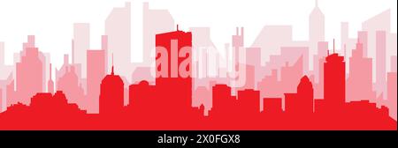 Red panoramic city skyline poster of BOSTON, UNITED STATES Stock Vector