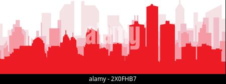 Red panoramic city skyline poster of DETROIT, UNITED STATES Stock Vector