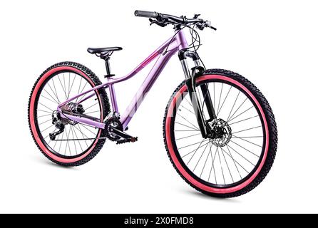 Bicycle isolated on white background, modern mountain trail bike Stock Photo