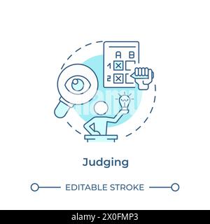 Judging soft blue concept icon Stock Vector